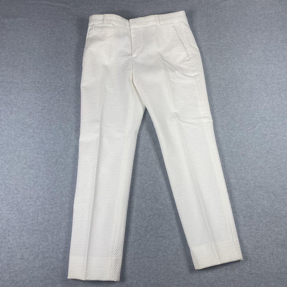 Banana Republic Pants Womens 2 White‎ Avalon Slim Textured Dress Seersucker